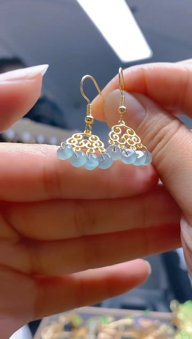 【闪购商品】翡翠耳饰合金073翡翠耳钩