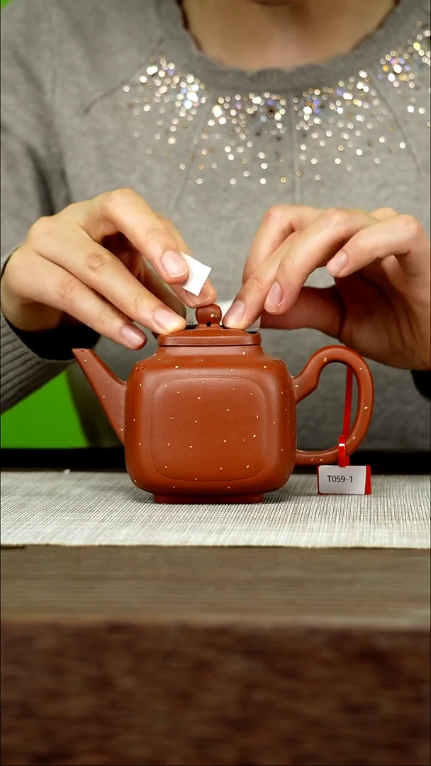 茶壶紫砂紫砂工艺厂T059 四方开光 270cc 一厂小红泥
