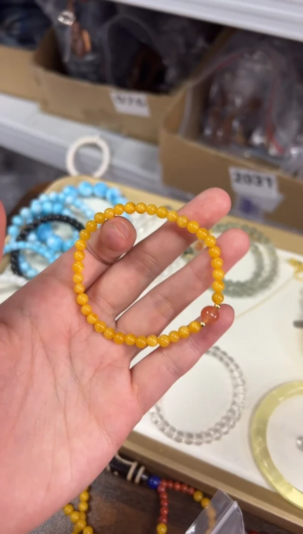 未镶嵌蜜蜡手链满蜜蜜蜡南红珠小手链[1835]