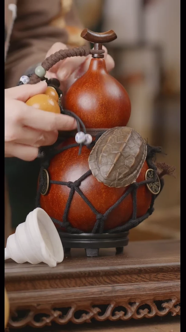 【闪购商品】156号精品天然大漆工艺防渗内胆酒葫芦~