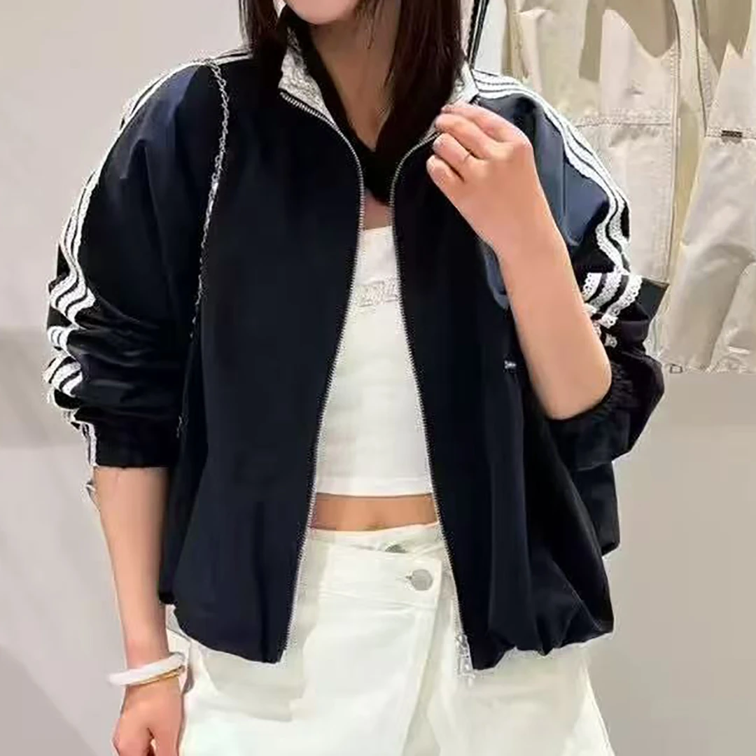 DALIANSU/大脸酥-4222   春季蕾丝花边拼接立领短外套上衣