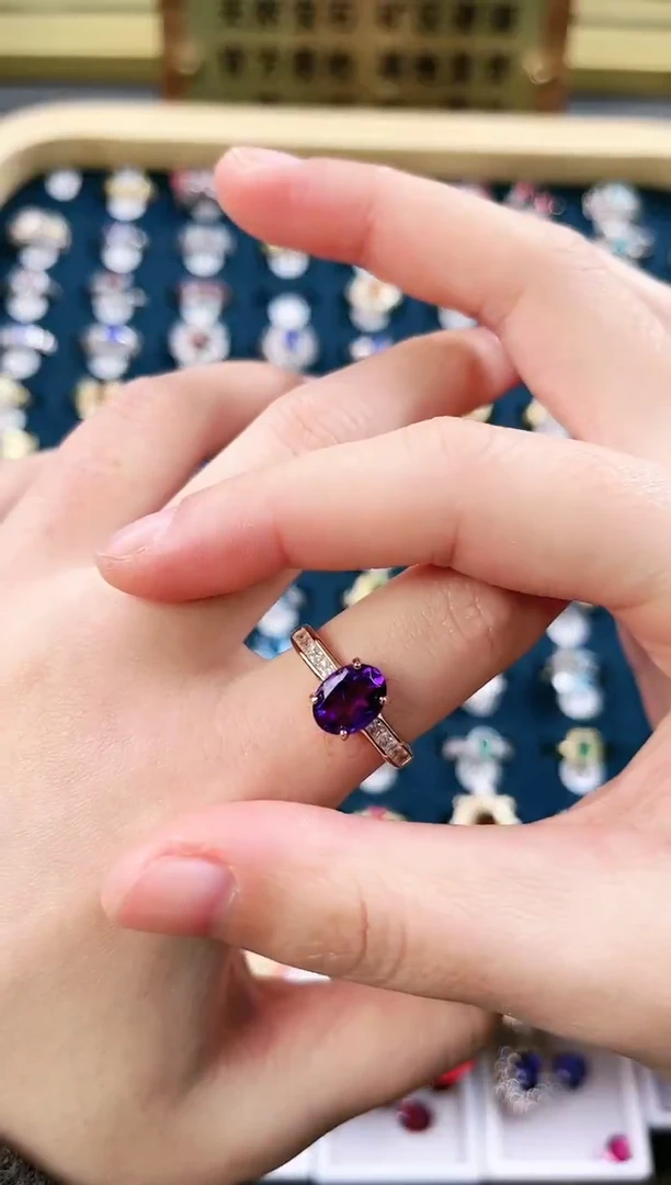 银S925镶嵌戒指紫晶t633