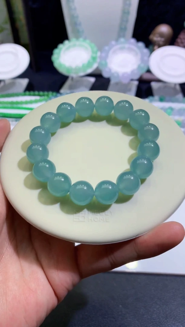 未镶嵌手链翡翠天然缅甸翡翠A货冰胶天空蓝手串卡12.4mm