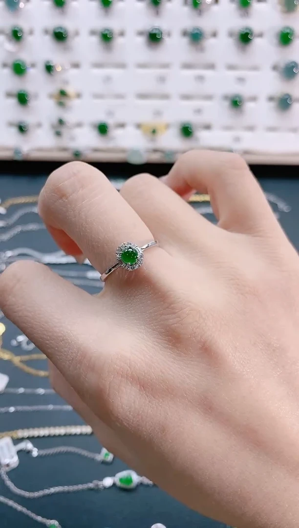 【闪购商品】翡翠戒指银S925镶嵌天然翡翠