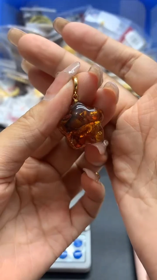 银S925镶嵌琥珀珠宝奇石1805