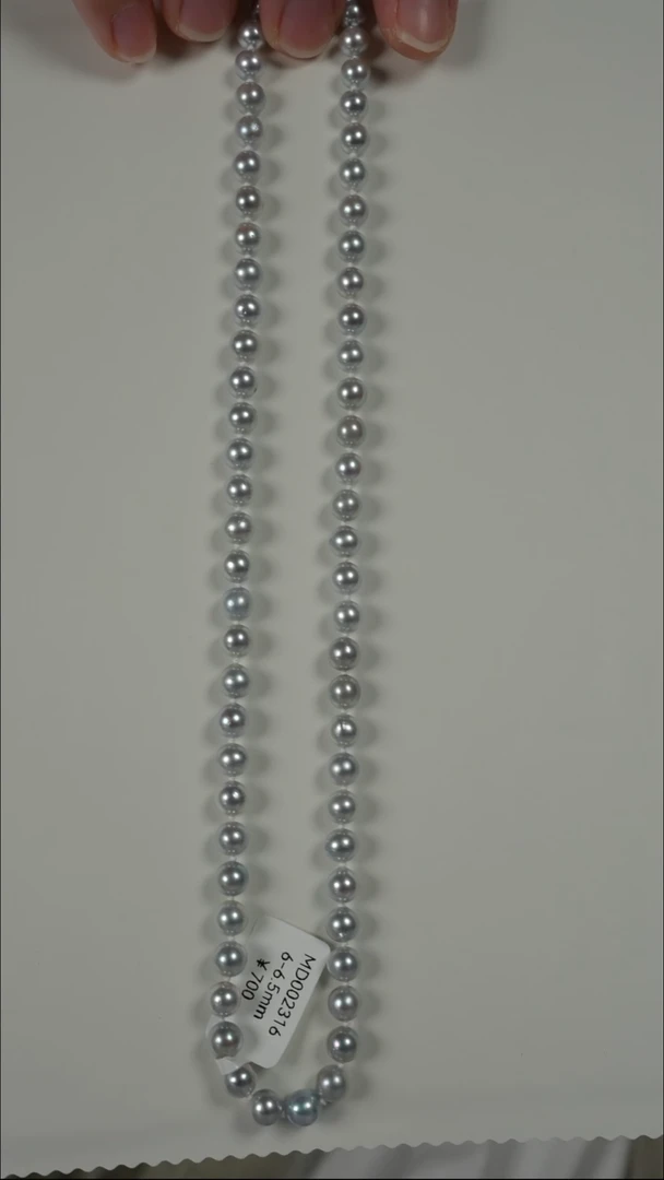 项链银S925镶嵌海水珍珠AK真多麻6-6.5mm