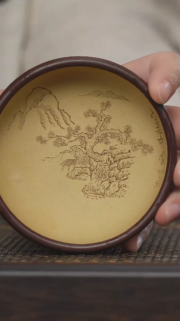 【闪购商品】紫砂茶杯非遗茶器-粉浆山水普洱
