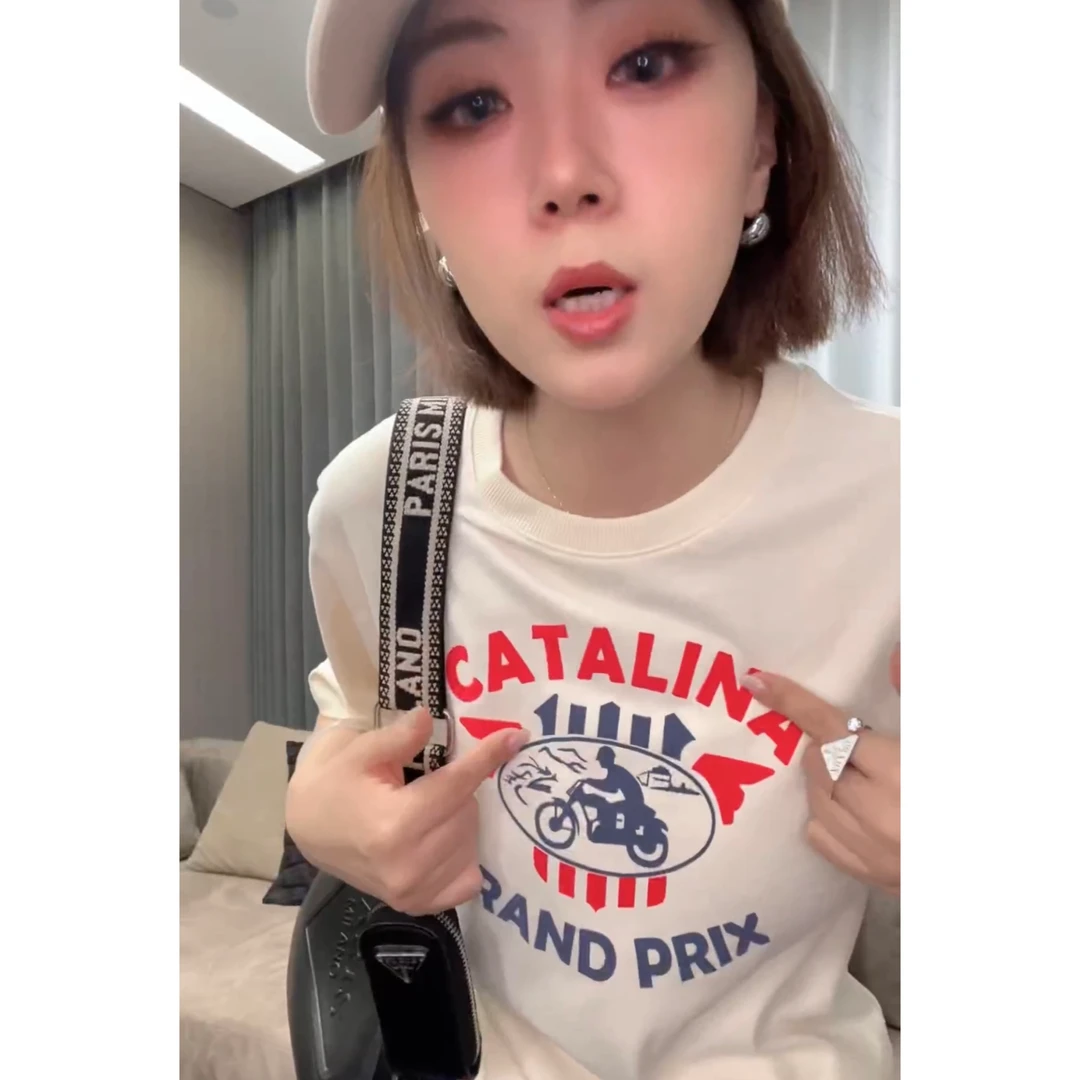 LANGLANG 美式复古纯棉机车风圆领短袖内搭正肩T恤LL-TX9914