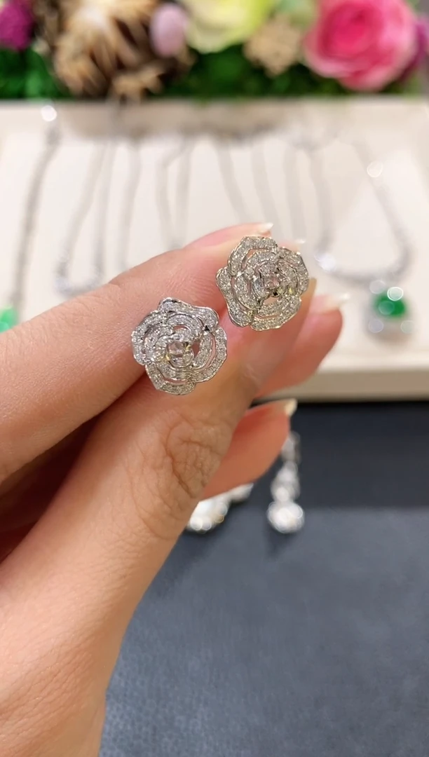 18K金镶嵌耳饰天然钻石m1多样性一件发货