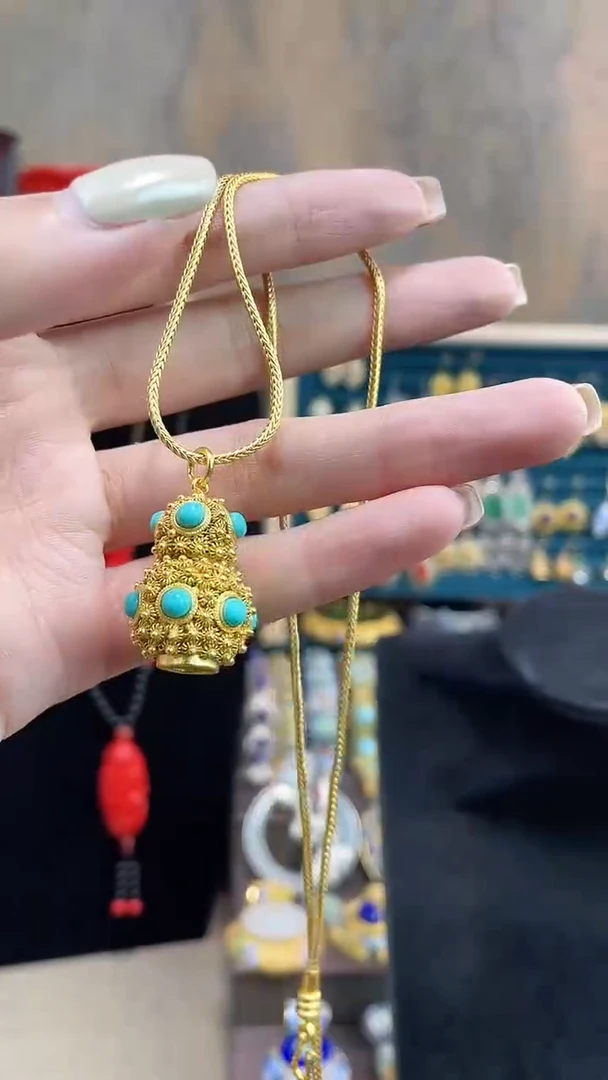 非遗手工花丝镶嵌吊坠加链