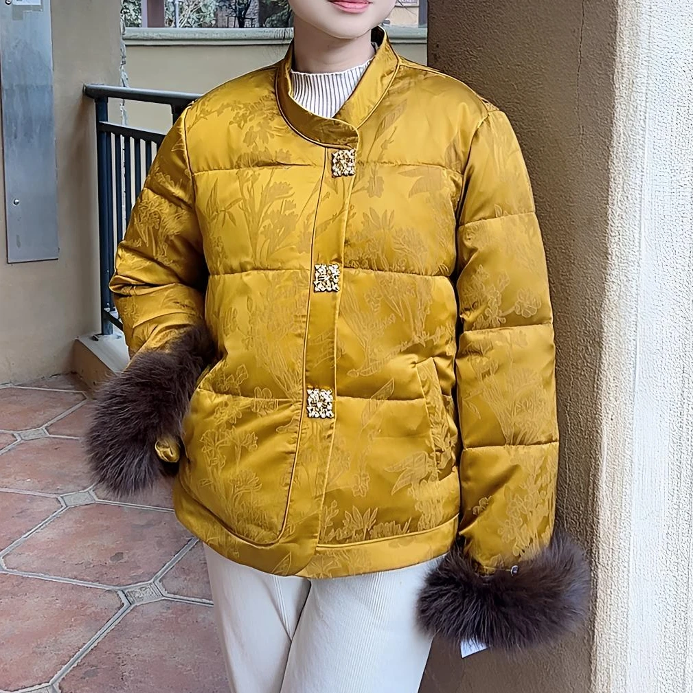 新中式国风印花冬装款式圆领外套6689#