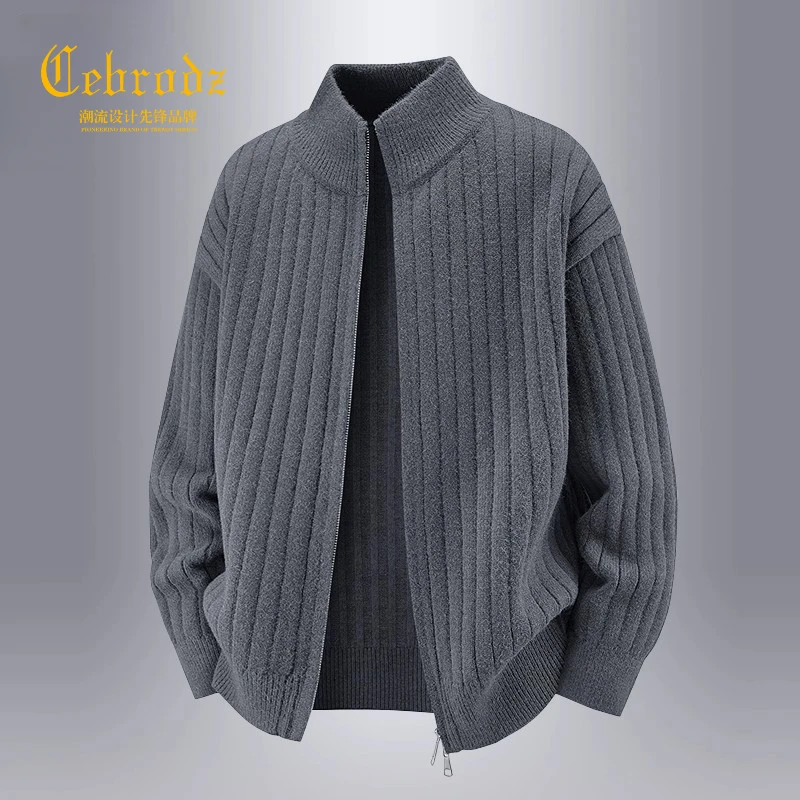 法国Cebrodz男士毛衣休闲开衫上衣男2025新款针织衫男款宽松潮流