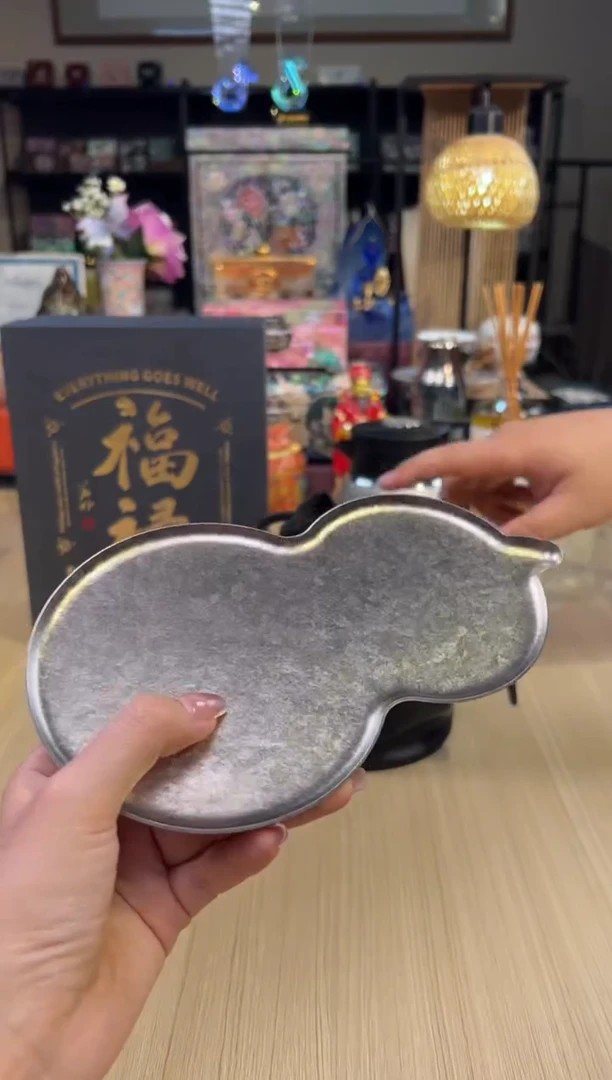 115纯钛葫芦茶盘（银色）