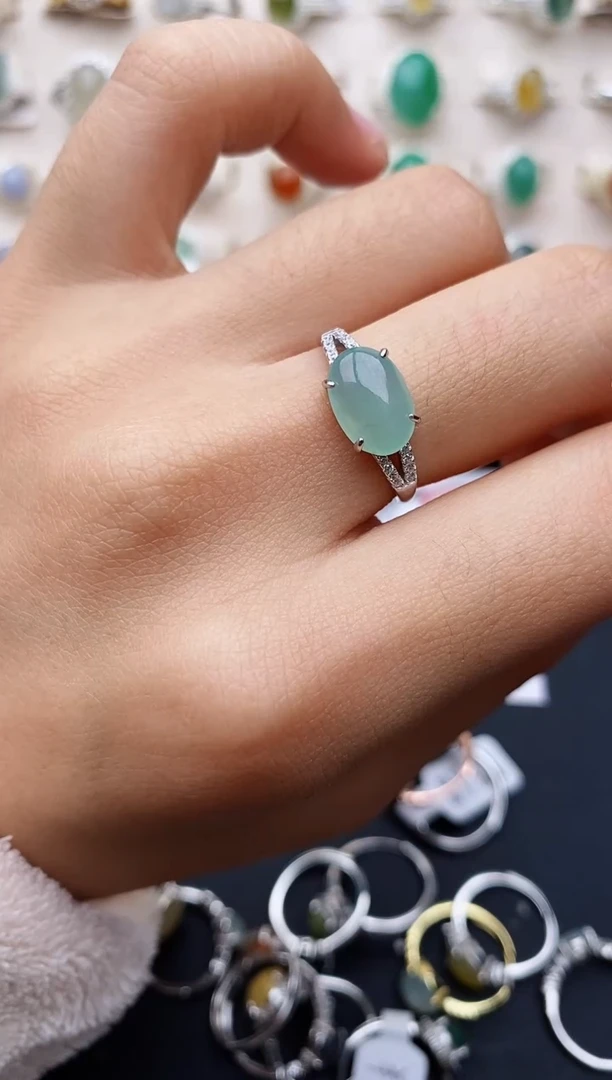 【闪购商品】翡翠戒指银S925镶嵌缅甸翡翠