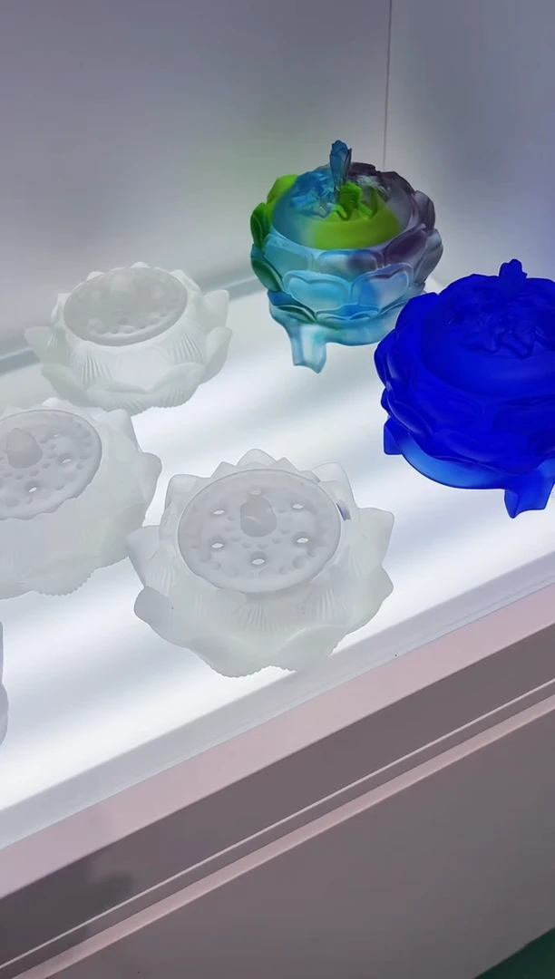 琉璃手工艺品古法琉璃白色香炉摆件