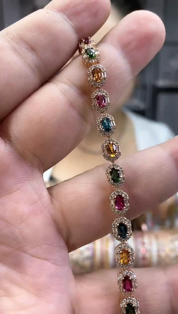 银S925镶嵌手链碧玺4354354354354354