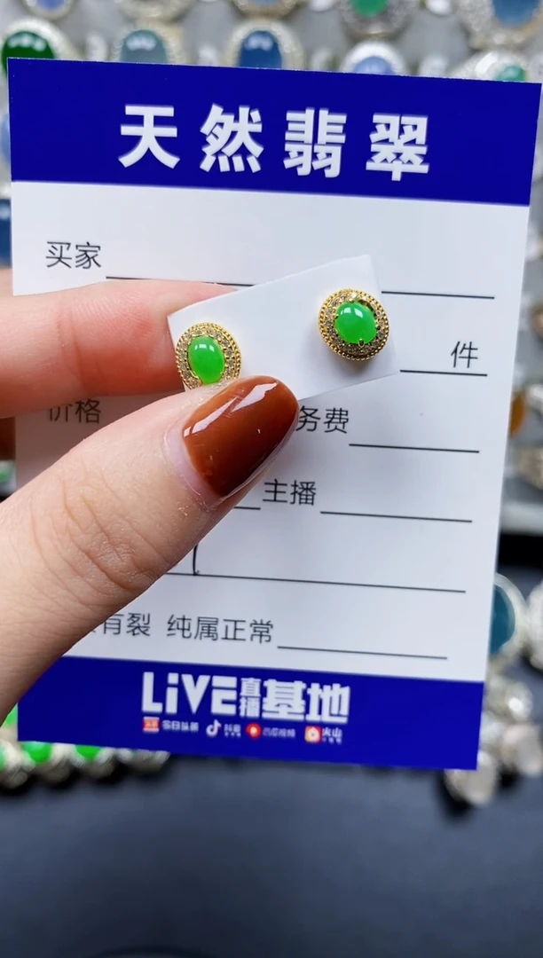 翡翠银S925镶嵌耳饰241