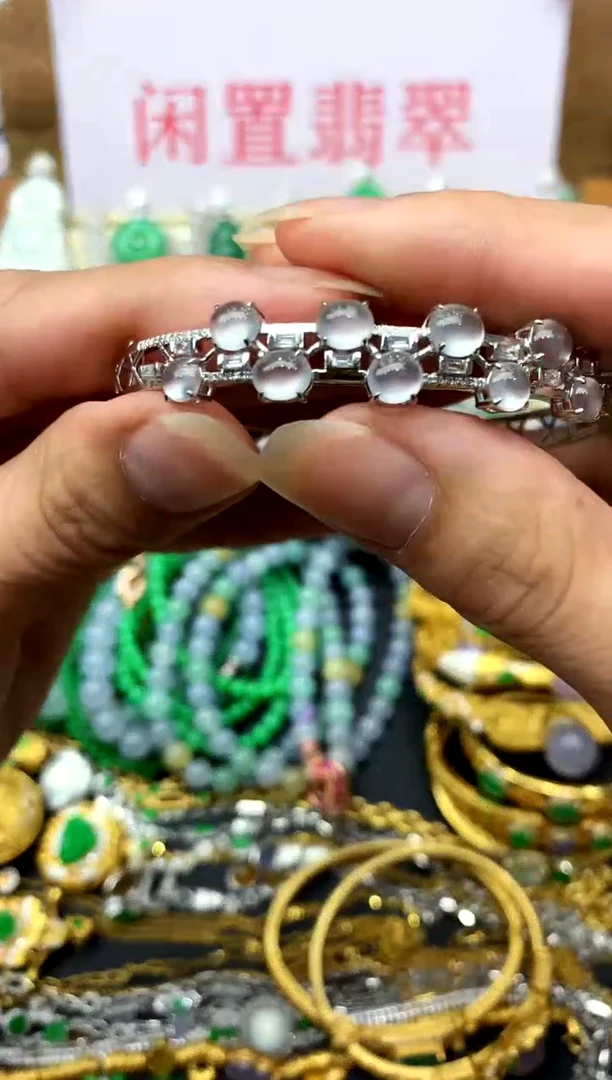 翡翠手镯18K金镶嵌493-中国好珍宝