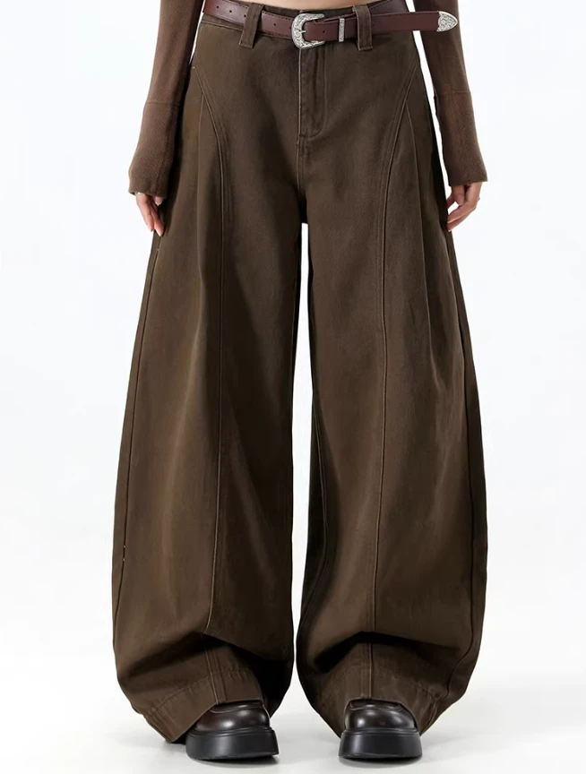 1481-1490冬季高腰显瘦雪尼尔阔腿裤秋冬加绒麦穗纹针织休闲裤春