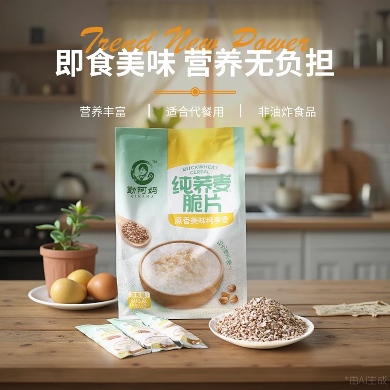 【支持试吃】纯荞麦麦片勤阿妈代餐高膳食纤维即食低糖荞麦片脆片
