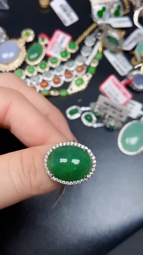 银S925镶嵌戒指翡翠3470