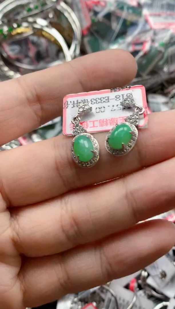银S925镶嵌戒指翡翠天然A货缅甸翡翠