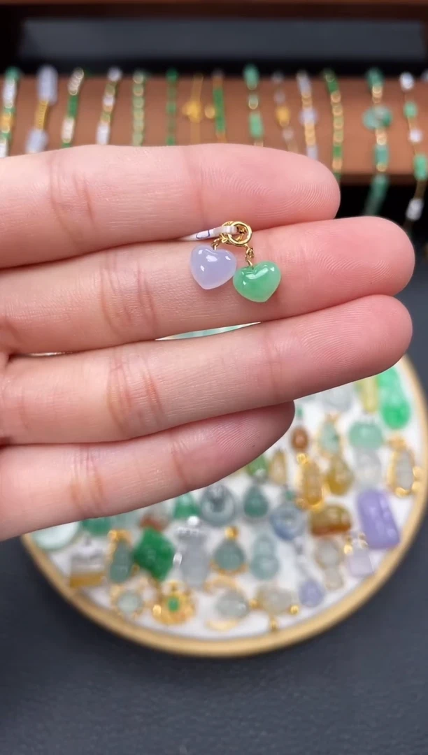 【闪购商品】翡翠吊坠(不含链)18K金镶嵌2个  JK728