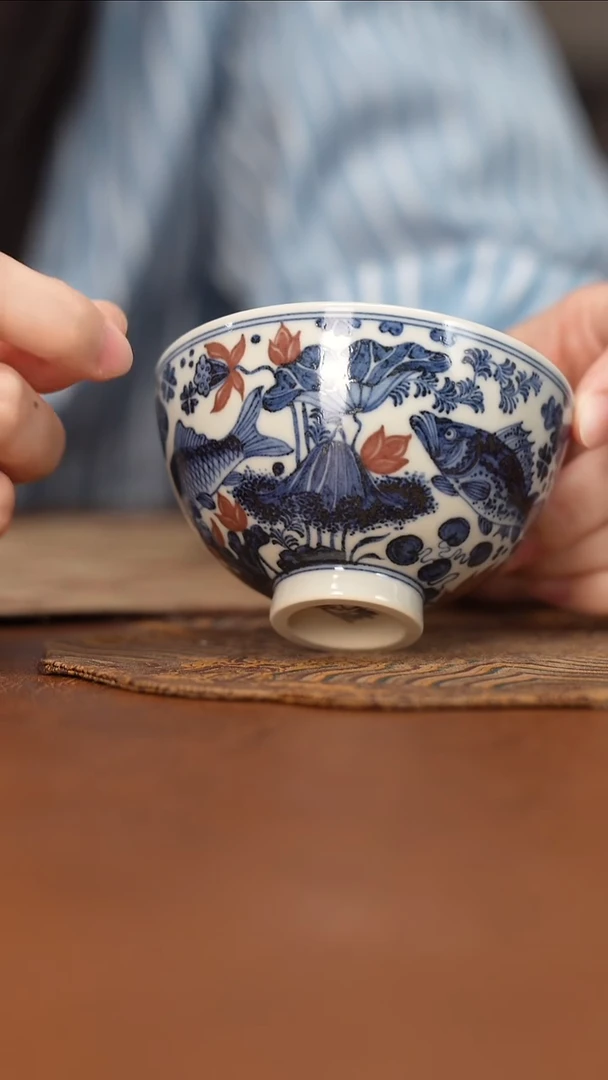 杯杯搏泥幻化青花鱼杯