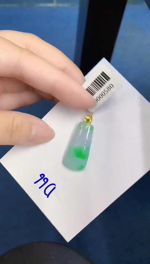 翡翠18K金镶嵌颈饰天然緬甸A貨翡翠