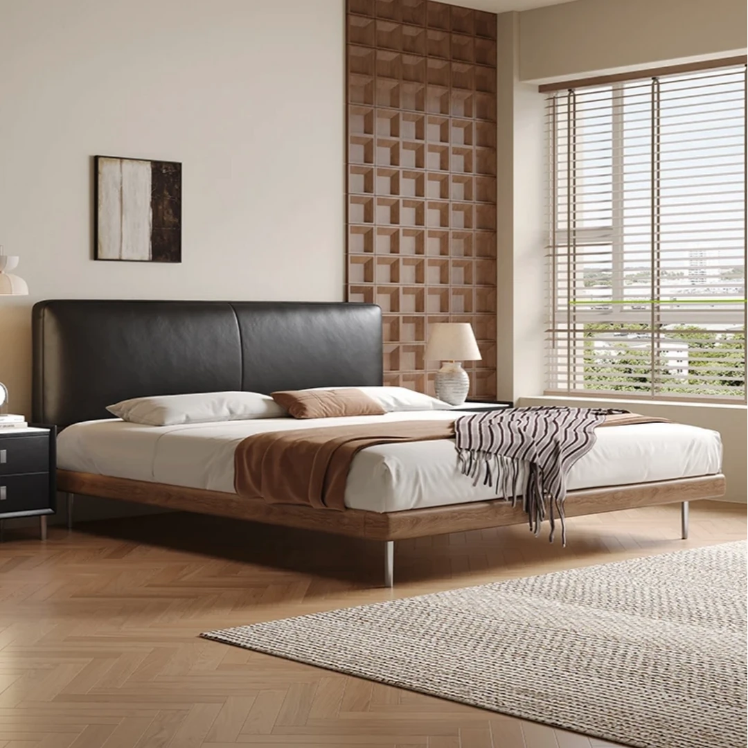 大黑牛卧室软体床白蜡木边高级感软体床1.8米轻奢现代风奶油风