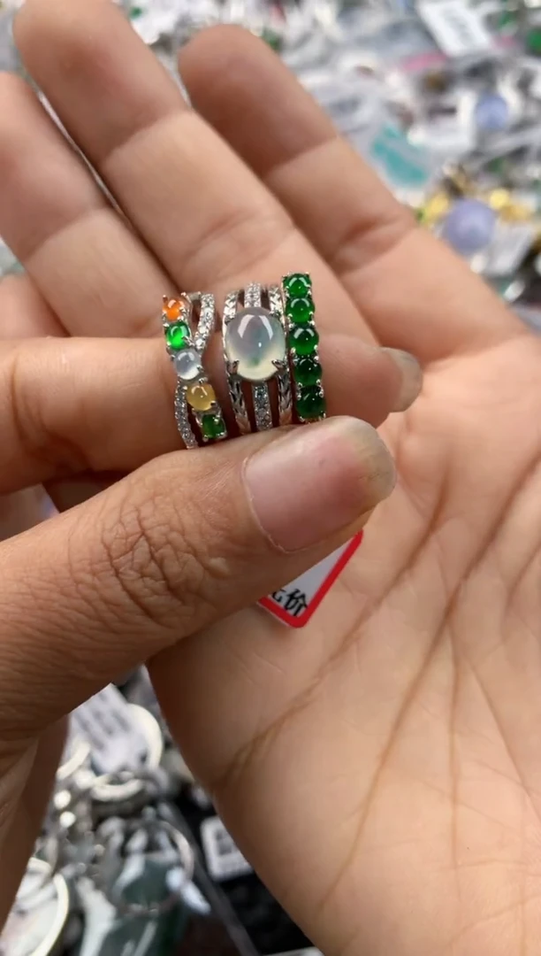 银S925镶嵌戒指翡翠甜*666----7
