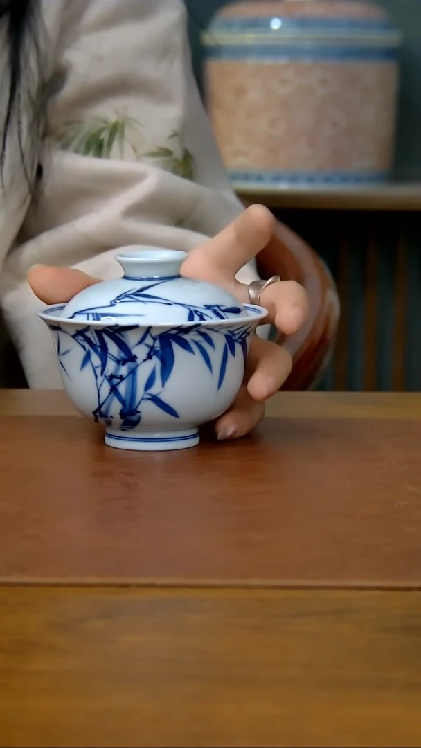 【闪购商品】写意竹子两才盖碗