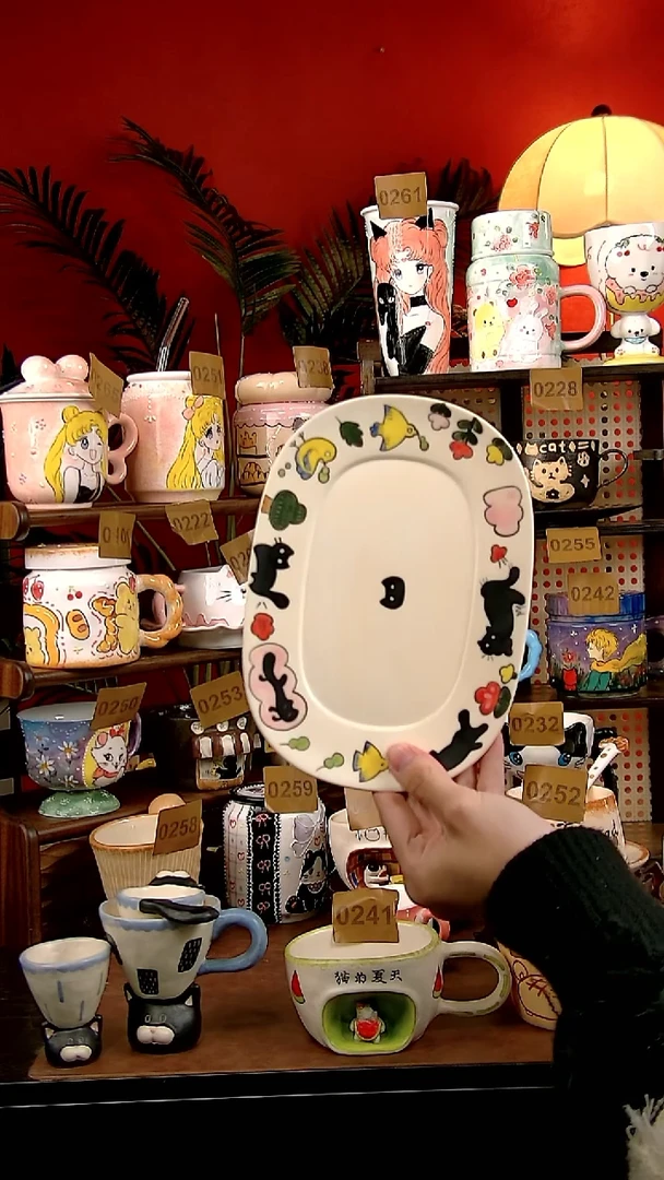 盘瓷DIY景德镇创意手绘陶瓷卡通