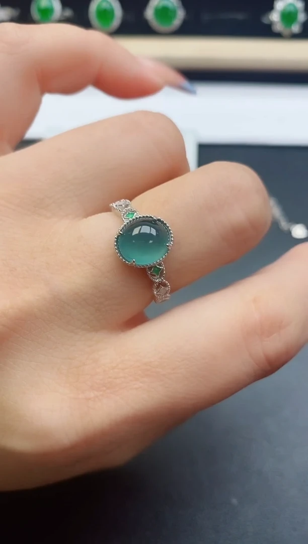 翡翠戒指银S925镶嵌1