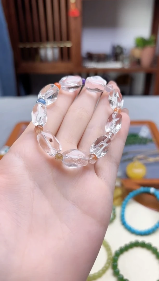 未镶嵌车挂水晶白水晶随型手串TF