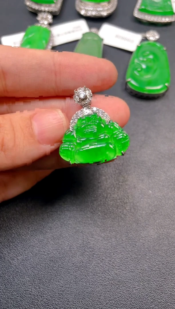 吊坠(不含链)银S925镶嵌翡翠吊坠