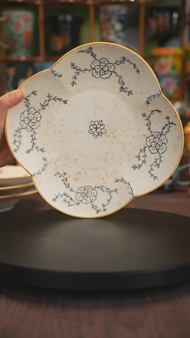 盘子 手绘釉下彩