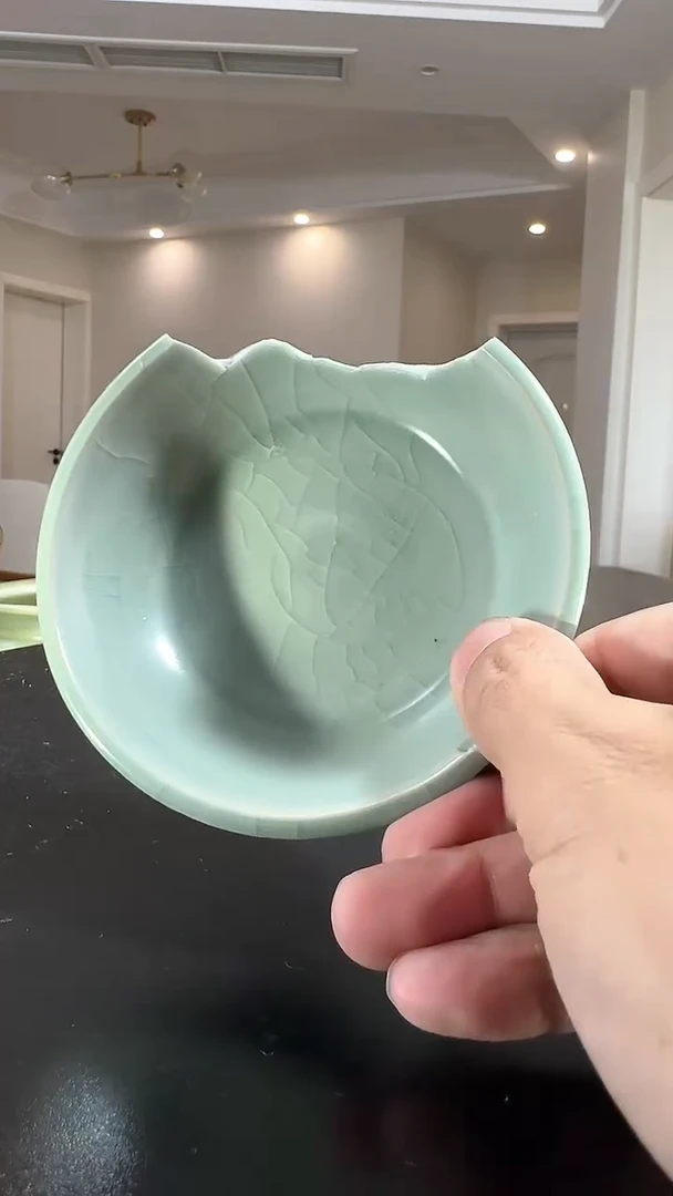 瓷片假**住龙泉青瓷直边洗标本