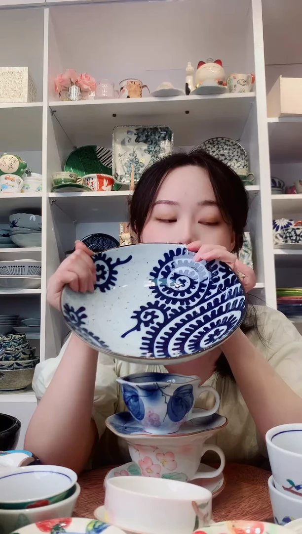 陶瓷【到手两支】章鱼唐草深盘21cm