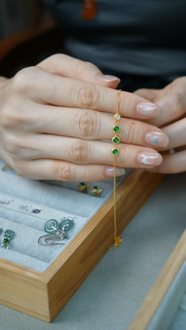 银S925镶嵌手链翡翠55-危手链/姿/3