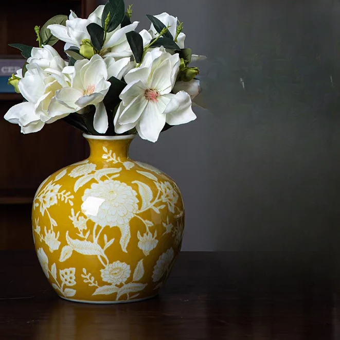 【本尼家】AY33陶瓷桌面摆件10寸西瓜瓶 （黄底太阳花）