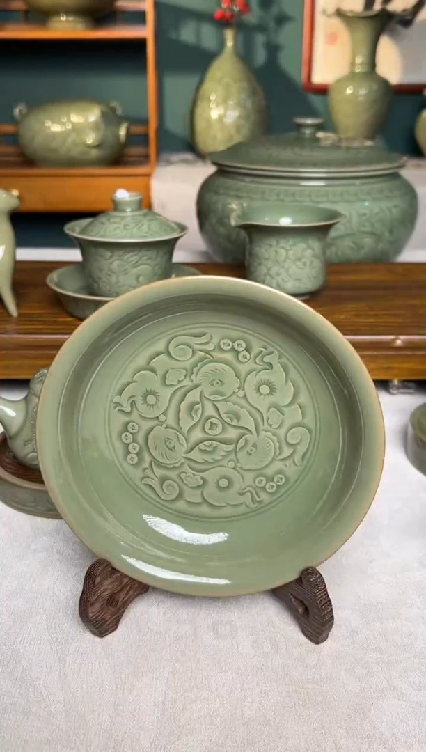 陶瓷耀州窑纯手工三兔共耳壶承特价福利一只