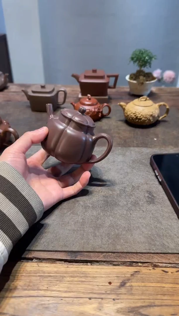 茶壶紫砂青繁花 天青