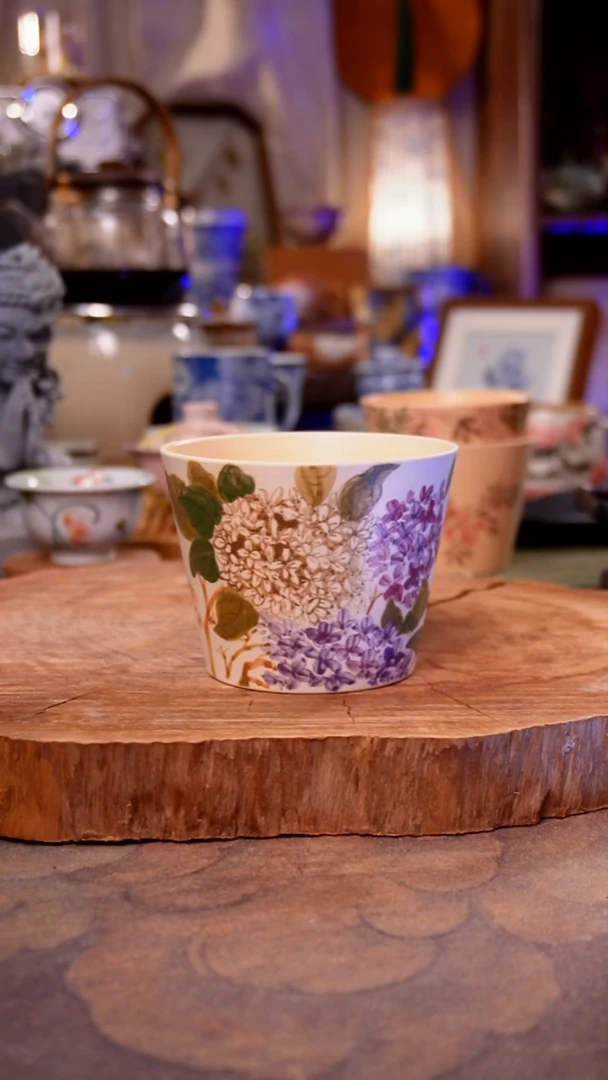 杯子陶绣球花手工手绘手工手绘