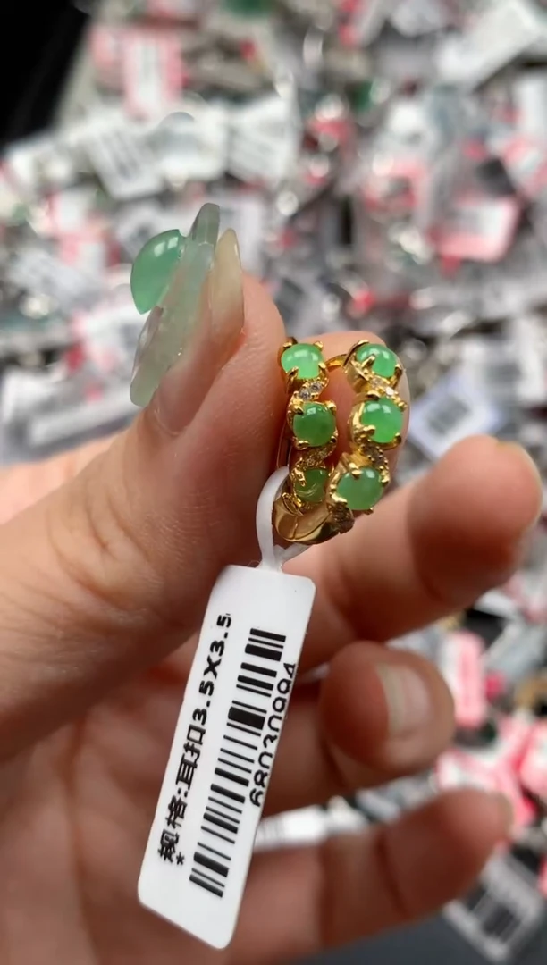 银S925镶嵌戒指翡翠天然A货缅甸翡翠