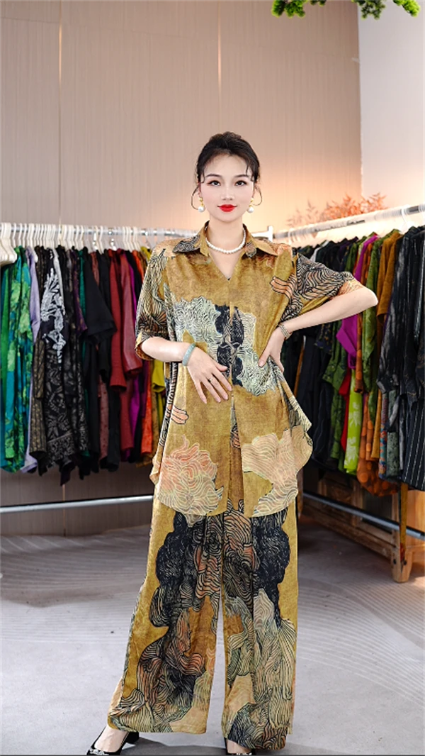 夏款上新【江流】时尚上档次洋气高档上衣裤子套装-41010#