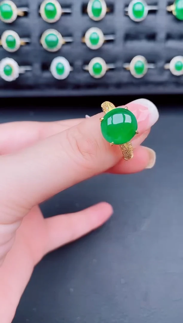 翡翠戒指银S925镶嵌天然a货翡翠60