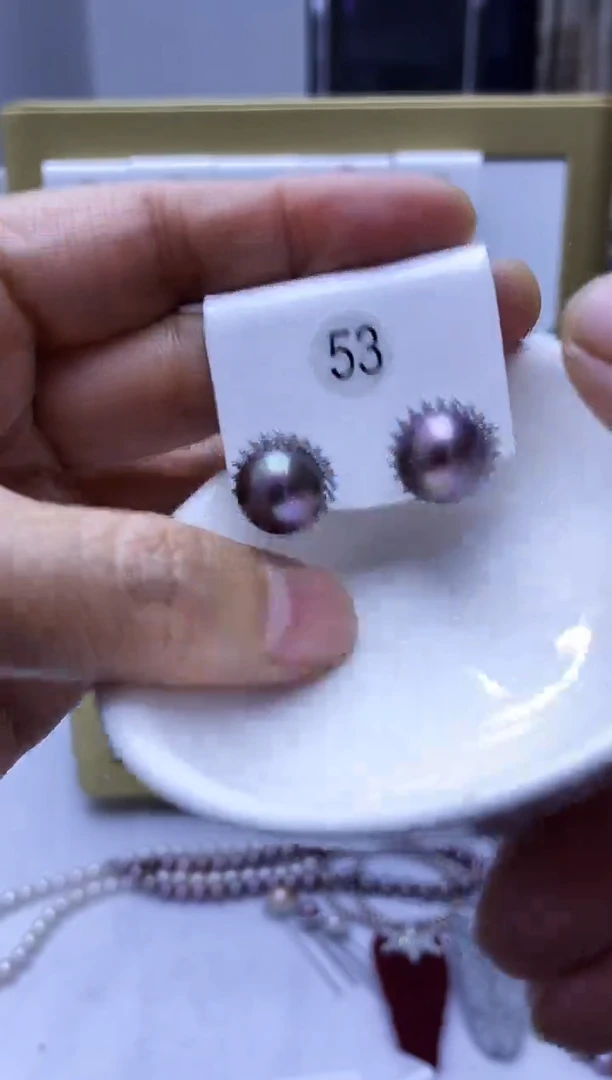 银S925镶嵌耳饰淡水珍珠53