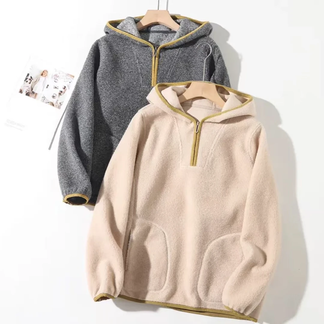 百搭显瘦保暖防风减龄休闲撞色加厚连帽卫衣#5838