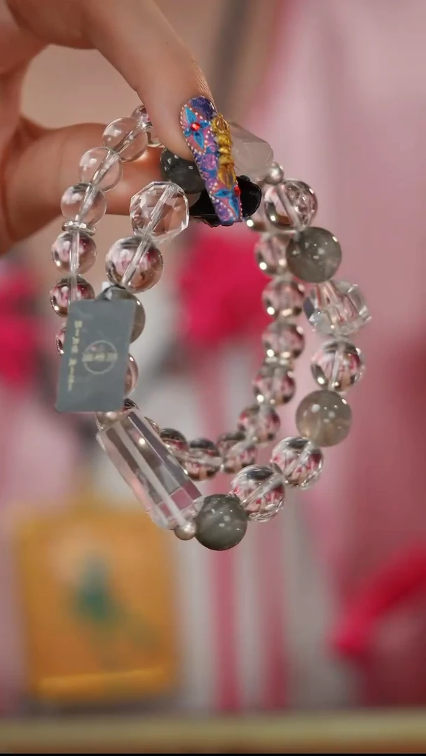 【闪购商品】水晶手串未镶嵌E427W  白水双排灰兔毛